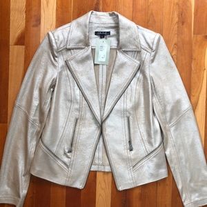 Charlie vegan leather jacket size 8, metallic